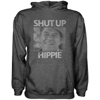 Thumbnail for Shut Up Hippie Hoodie Graphic Fleece Hoodie Greater Half Heather Charcoal S