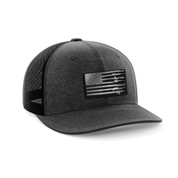 Thumbnail for Rifle Flag Patch Hat Hat Greater Half Heather Black/Black Black Leatherette