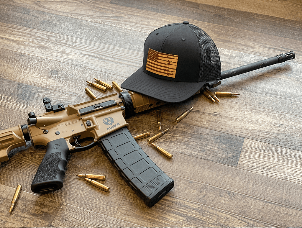 Rifle Flag Patch Hat Hat Greater Half Black/Black Genuine Leather