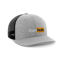 Thumbnail for Gun Hub Embroidered Trucker Hat Hat Greater Half Heather Grey/Black