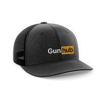 Thumbnail for Gun Hub Embroidered Trucker Hat Hat Greater Half Heather Black/Black