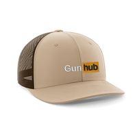 Thumbnail for Gun Hub Embroidered Trucker Hat Hat Greater Half Khaki/Coffee