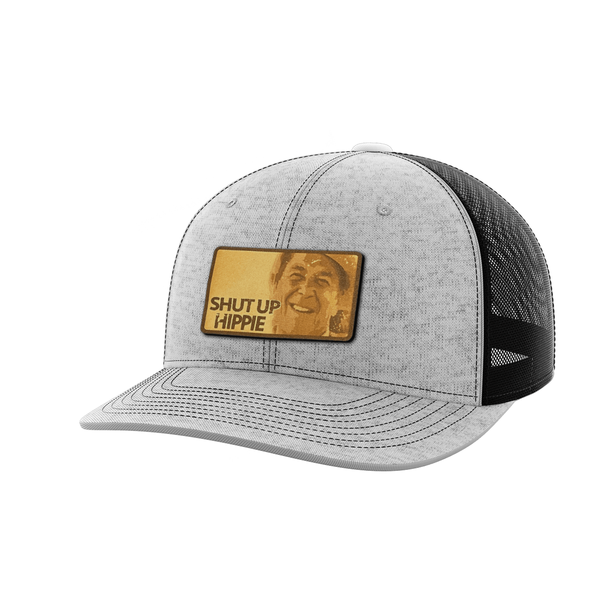 Shut Up Hippie Leather Patch Hat Hat Greater Half Heather Grey/Black