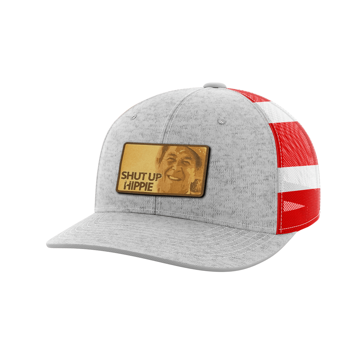 Shut Up Hippie Leather Patch Hat Hat Greater Half Heather Grey/Flag
