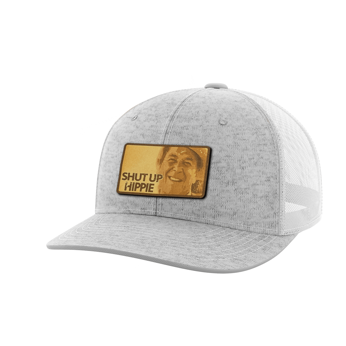 Shut Up Hippie Leather Patch Hat Hat Greater Half Heather Grey/White