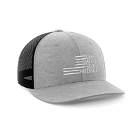 Thumbnail for Beer, Gun's, Bacon Embroidered Trucker Hat Hat Greater Half Heather Grey/Black