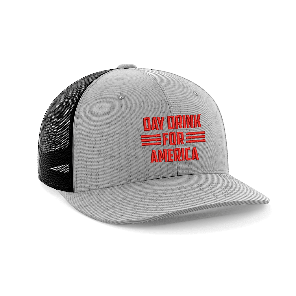 Day Drink For America Embroidered Trucker Hat Hat Greater Half Heather Grey/Black