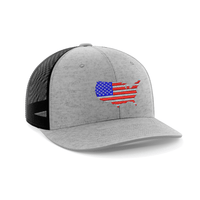 Thumbnail for USA Flag Embroidered Trucker Hat Hat Greater Half Heather Grey/Black
