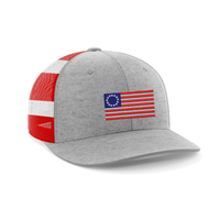 Thumbnail for 13 Colonies Embroidered Trucker Hat Hat Greater Half Heather Grey/Flag