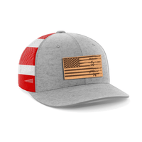 Thumbnail for Rifle Flag Patch Hat Hat Greater Half Khaki/Coffee Genuine Leather