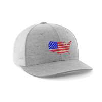 Thumbnail for USA Flag Embroidered Trucker Hat Hat Greater Half Heather Grey/White