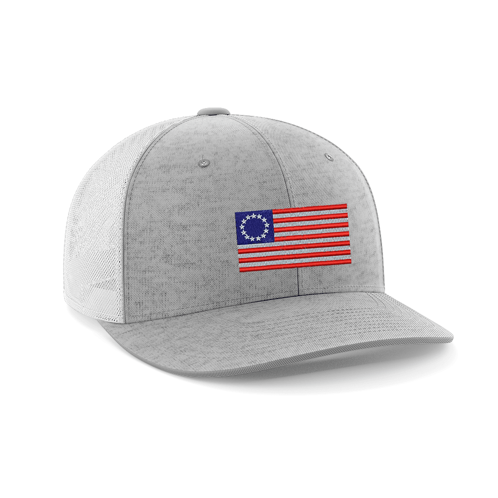 13 Colonies Embroidered Trucker Hat Hat Greater Half Heather Grey/White