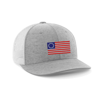Thumbnail for 13 Colonies Embroidered Trucker Hat Hat Greater Half Heather Grey/White