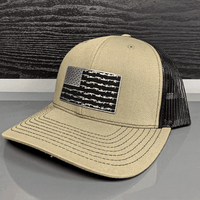 Thumbnail for Amerigun Flag Patch Hat Hat Greater Half Khaki/Coffee Black Leatherette