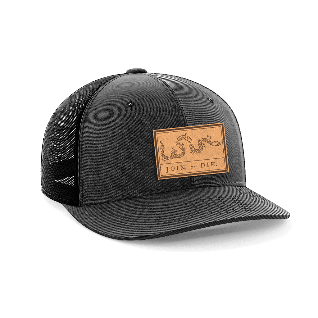 Join Or Die Patch Hat Hat Greater Half Genuine Leather Heather Black/Black