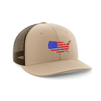 Thumbnail for USA Flag Embroidered Trucker Hat Hat Greater Half Khaki/Coffee