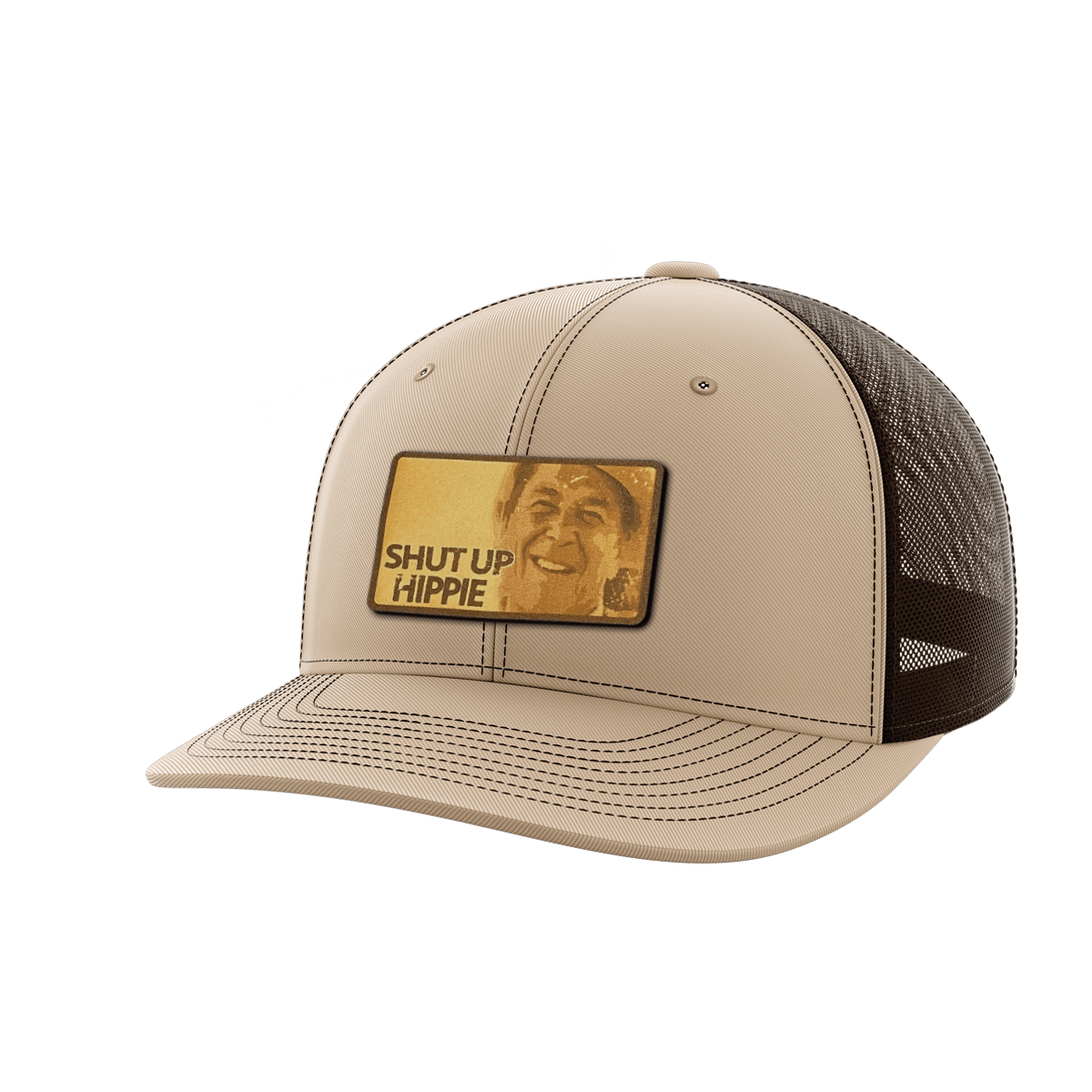 Shut Up Hippie Leather Patch Hat Hat Greater Half Khaki/Coffee