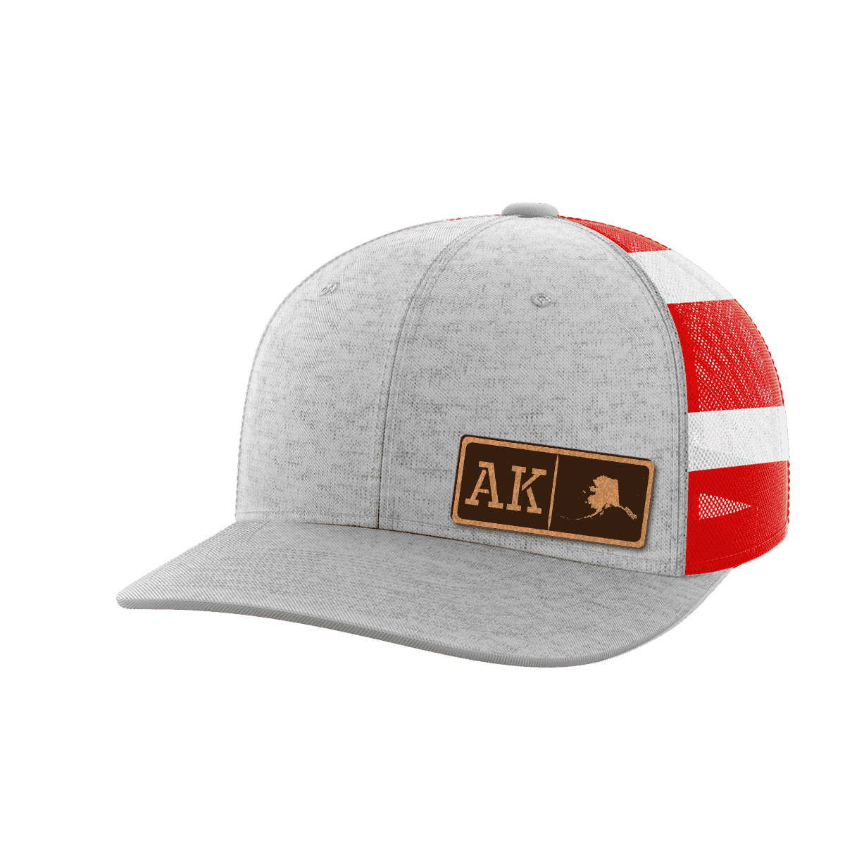 Alaska Homegrown Hats Hat Greater Half Heather Grey/Flag Genuine Leather Alaska