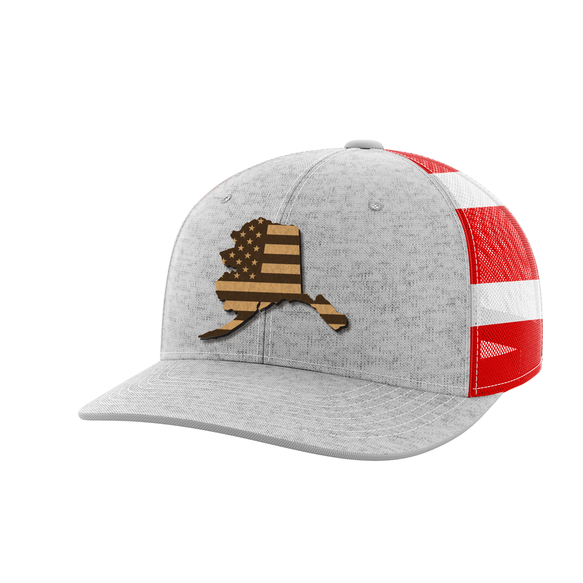 Alaska United Hats Hat Greater Half Heather Grey/Flag Genuine Leather Alaska