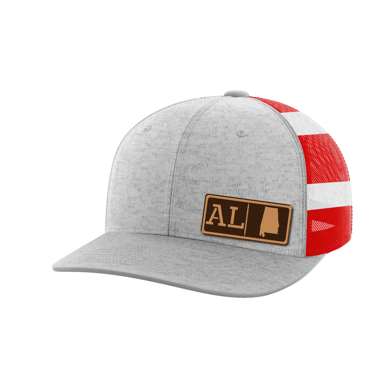Alabama Homegrown Hats Hat Greater Half Heather Grey/Flag Genuine Leather Alabama