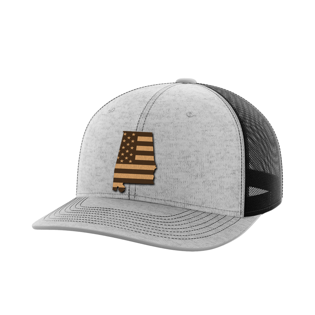 Alabama United Hats Hat Greater Half Heather Grey/Black Genuine Leather Alabama