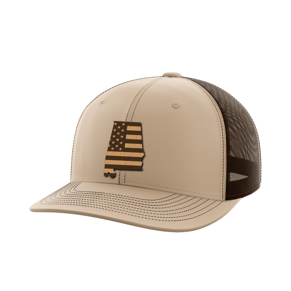 Alabama United Hats Hat Greater Half Khaki/Coffee Genuine Leather Alabama