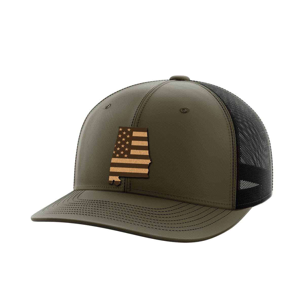Alabama United Hats Hat Greater Half OD Green/Black Genuine Leather Alabama