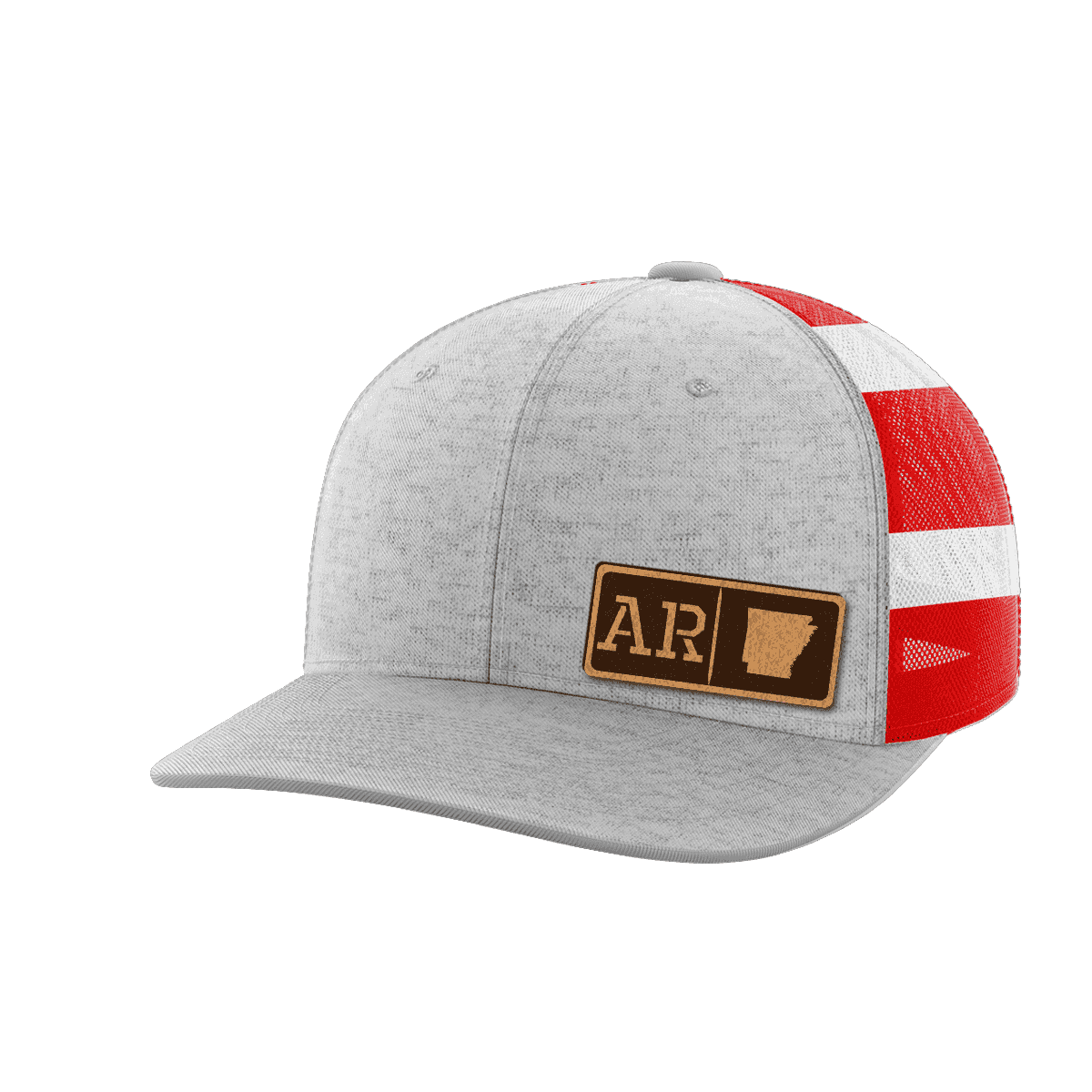 Arkansas Homegrown Hats Hat Greater Half Heather Grey/Flag Genuine Leather Arkansas