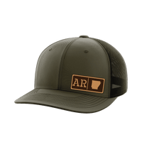 Thumbnail for Arkansas Homegrown Hats Hat Greater Half OD Green/Black Genuine Leather Arkansas