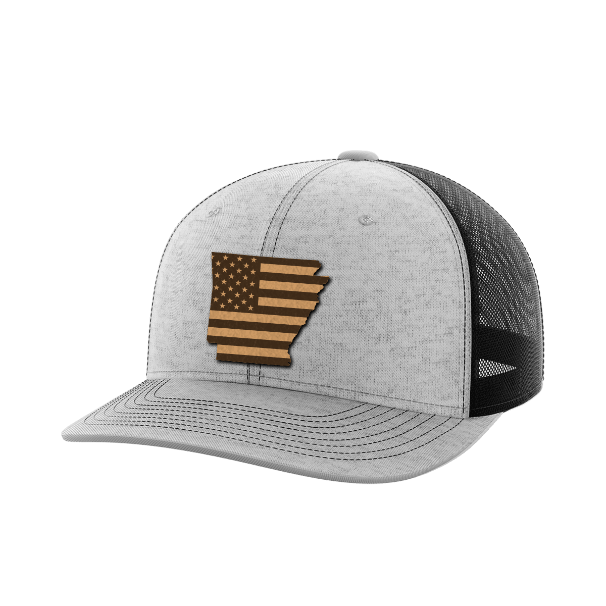 Arkansas United Hats Hat Greater Half Heather Grey/Black Genuine Leather Arkansas