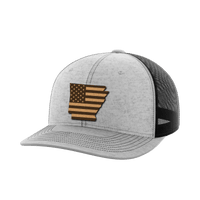 Thumbnail for Arkansas United Hats Hat Greater Half Heather Grey/Black Genuine Leather Arkansas