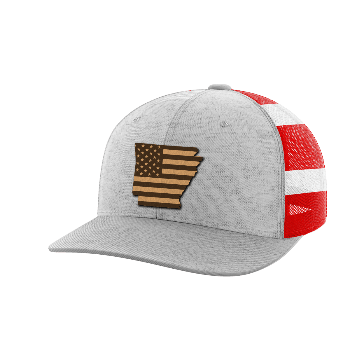Arkansas United Hats Hat Greater Half Heather Grey/Flag Genuine Leather Arkansas