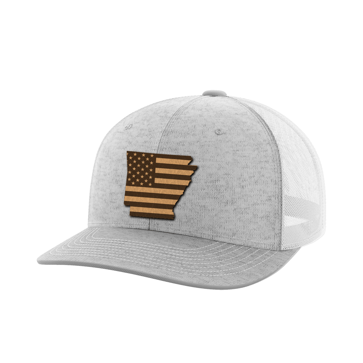 Arkansas United Hats Hat Greater Half Heather Grey/White Genuine Leather Arkansas