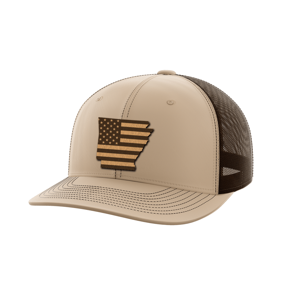 Arkansas United Hats Hat Greater Half Khaki/Coffee Genuine Leather Arkansas