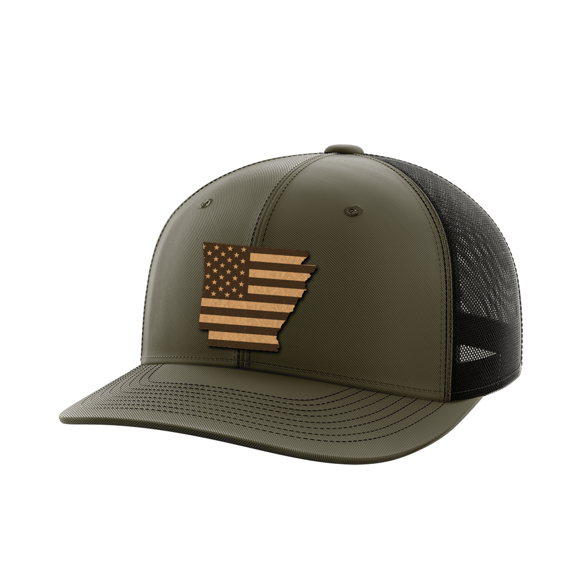 Arkansas United Hats Hat Greater Half OD Green/Black Genuine Leather Arkansas
