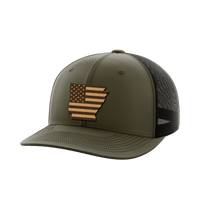 Thumbnail for Arkansas United Hats Hat Greater Half OD Green/Black Genuine Leather Arkansas