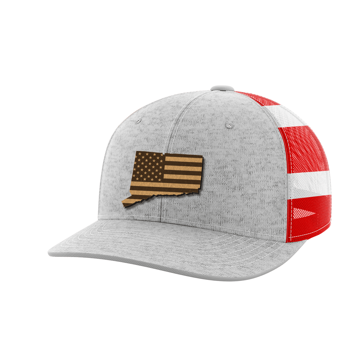 Connecticut United Hats Hat Greater Half Heather Grey/Flag Genuine Leather Connecticut