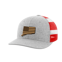 Thumbnail for Connecticut United Hats Hat Greater Half Heather Grey/Flag Genuine Leather Connecticut