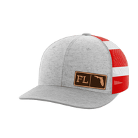 Thumbnail for Florida Homegrown Hats Hat Greater Half Heather Grey/Flag Genuine Leather Florida