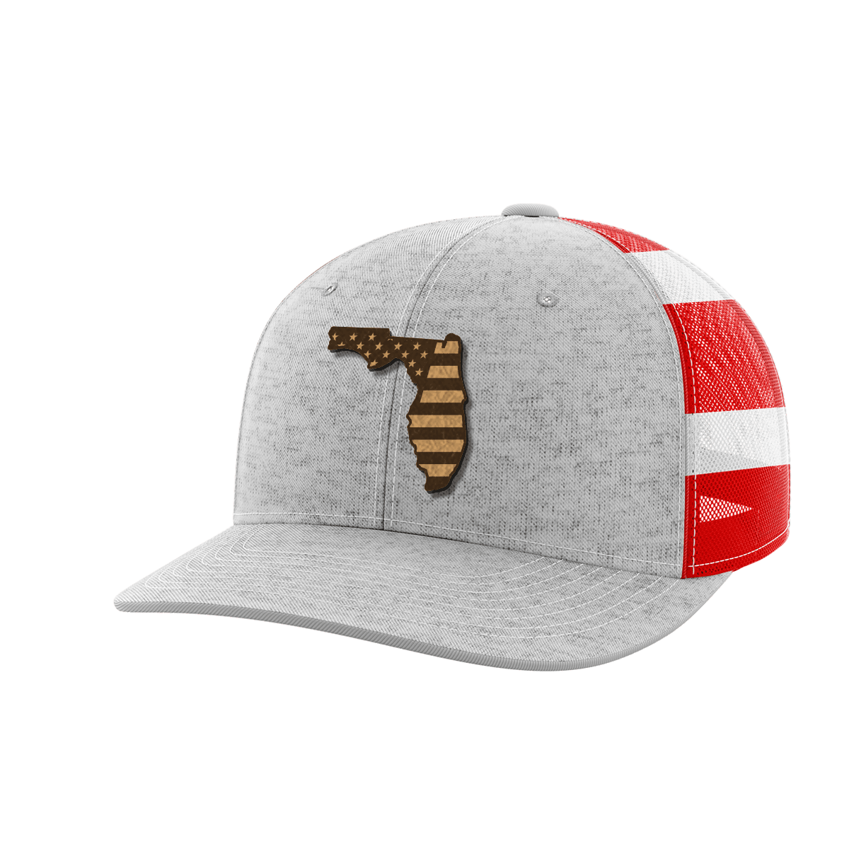 Florida United Hats Hat Greater Half Heather Grey/Flag Genuine Leather Florida