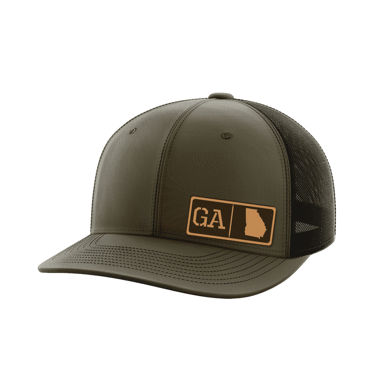 Georgia Homegrown Hats Hat Greater Half OD Green/Black Genuine Leather Georgia