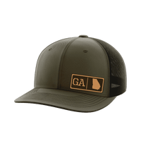 Thumbnail for Georgia Homegrown Hats Hat Greater Half OD Green/Black Genuine Leather Georgia