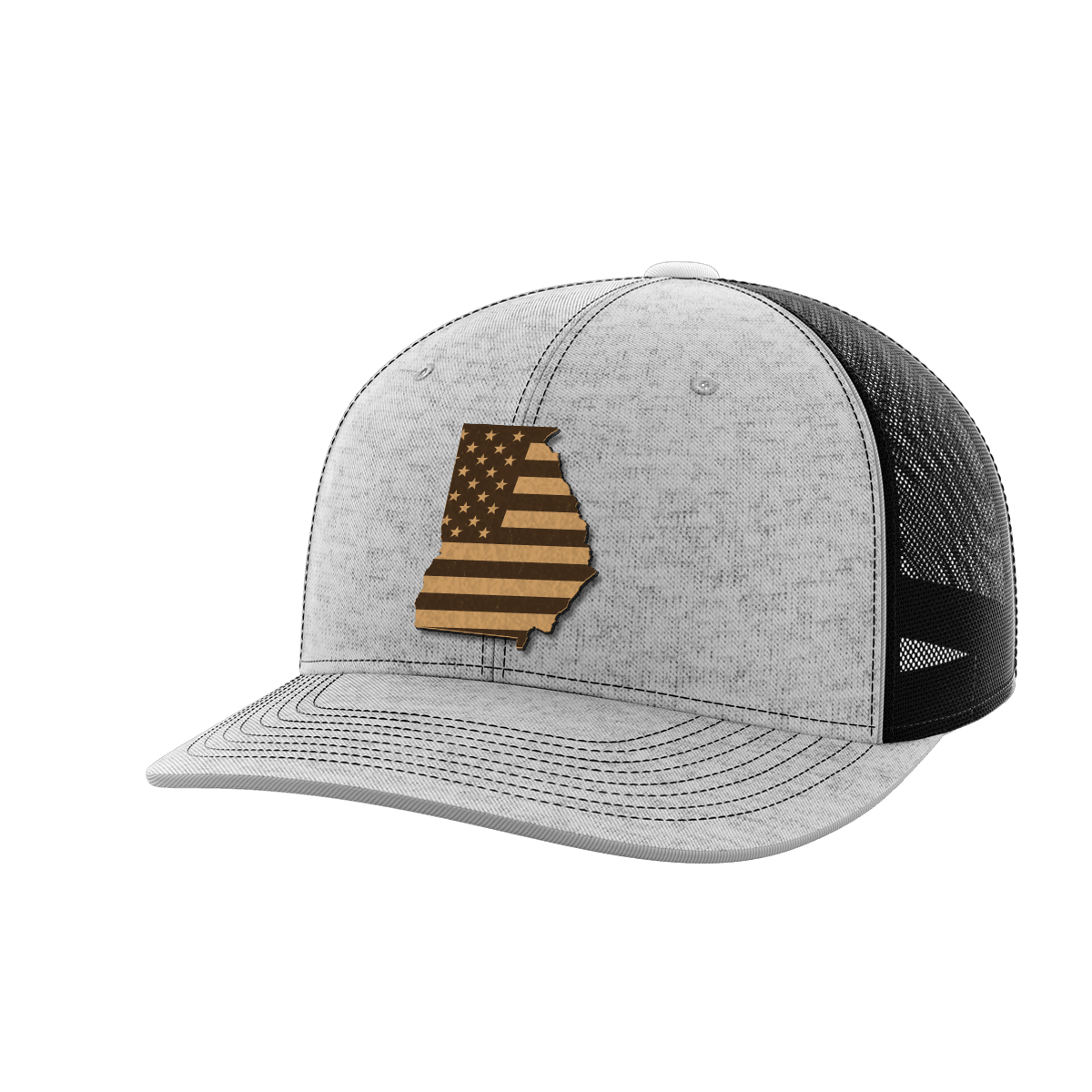 Georgia United Hats Hat Greater Half Heather Grey/Black Genuine Leather Georgia