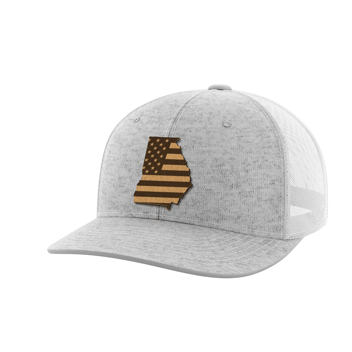 Georgia United Hats Hat Greater Half Heather Grey/White Genuine Leather Georgia