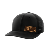 Thumbnail for Hawaii Homegrown Hats Hat Greater Half Black/Black Genuine Leather Hawaii