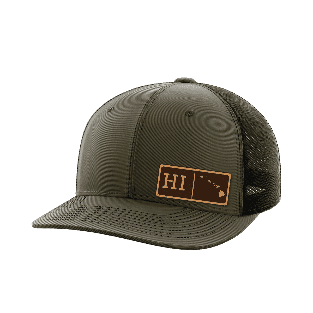 Hawaii Homegrown Hats Hat Greater Half OD Green/Black Genuine Leather Hawaii