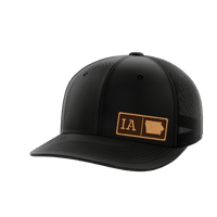 Thumbnail for Iowa Homegrown Hats Hat Greater Half Black/Black Genuine Leather Iowa