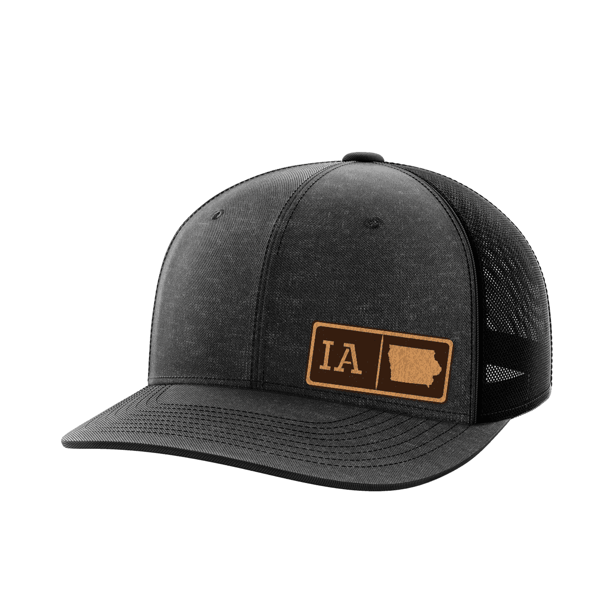 Iowa Homegrown Hats Hat Greater Half Heather Black/Black Genuine Leather Iowa