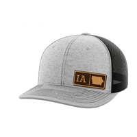 Thumbnail for Iowa Homegrown Hats Hat Greater Half Heather Grey/Black Genuine Leather Iowa