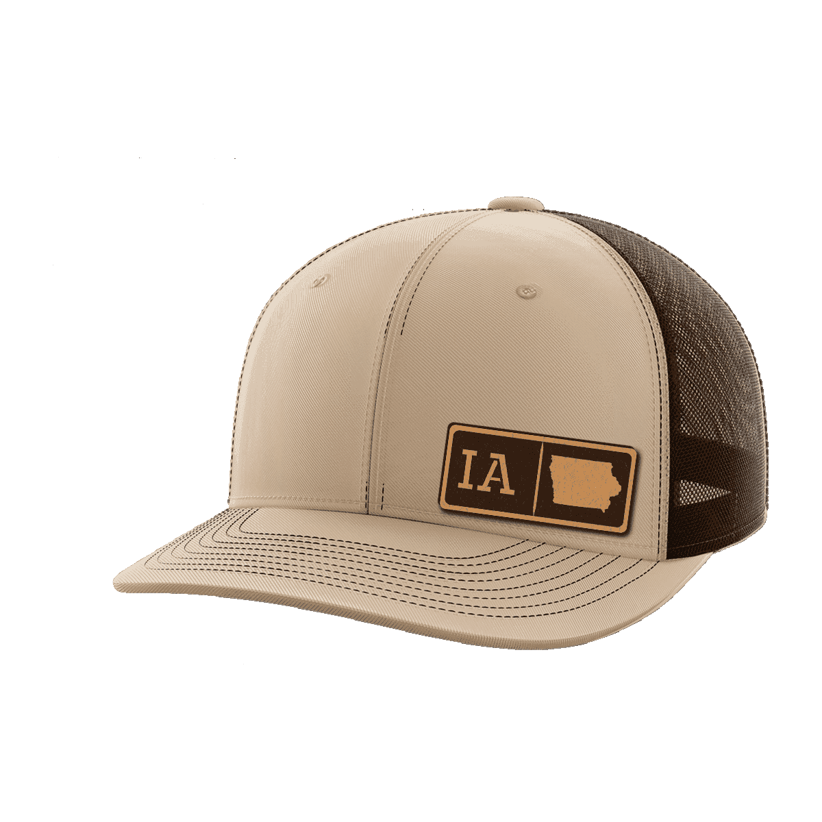 Iowa Homegrown Hats Hat Greater Half Khaki/Coffee Genuine Leather Iowa